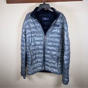 Vineyard Vines Jacket Mens S Gray Lightweight Packable Puffer Quilted Primaloft